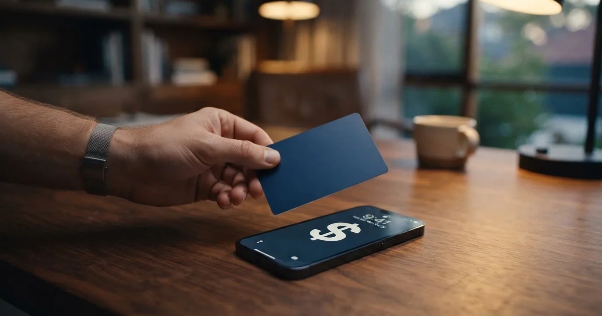 A hand holding a bank card next to a laptop showing an online payment form.