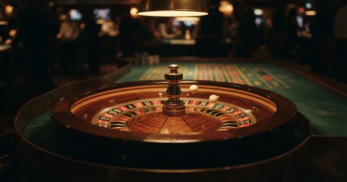 A close-up of a roulette wheel with the ball settling into a numbered pocket.